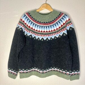 Vintage 90s Women’s Eddie Bauer Fair Isle Nordic Pure Wool Sweater L